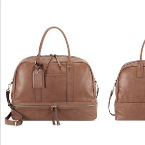 Sole society faux brown leather weekender bag